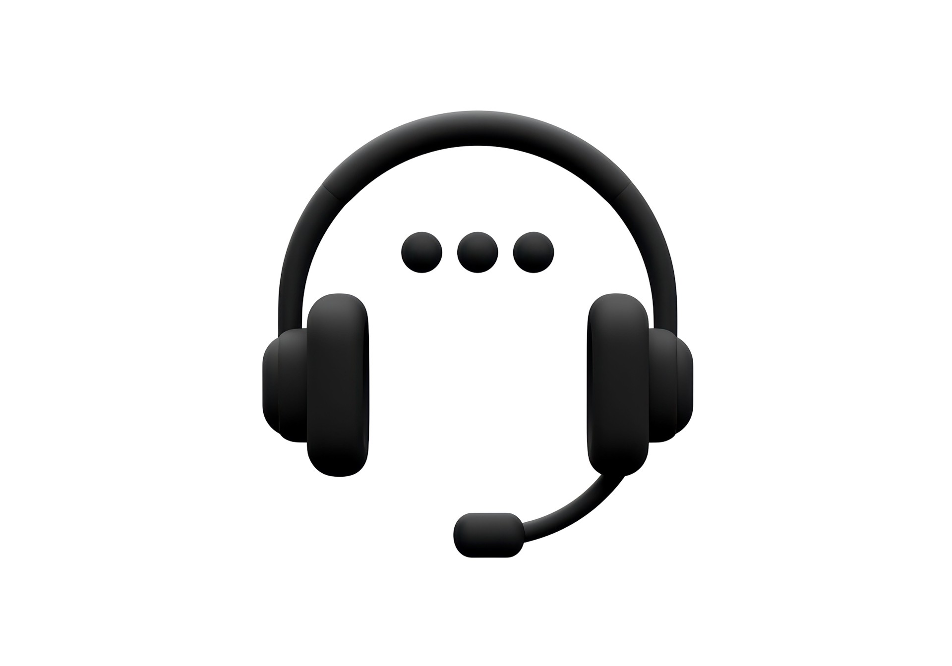 Isolated Black Headset with Microphone Customer Support